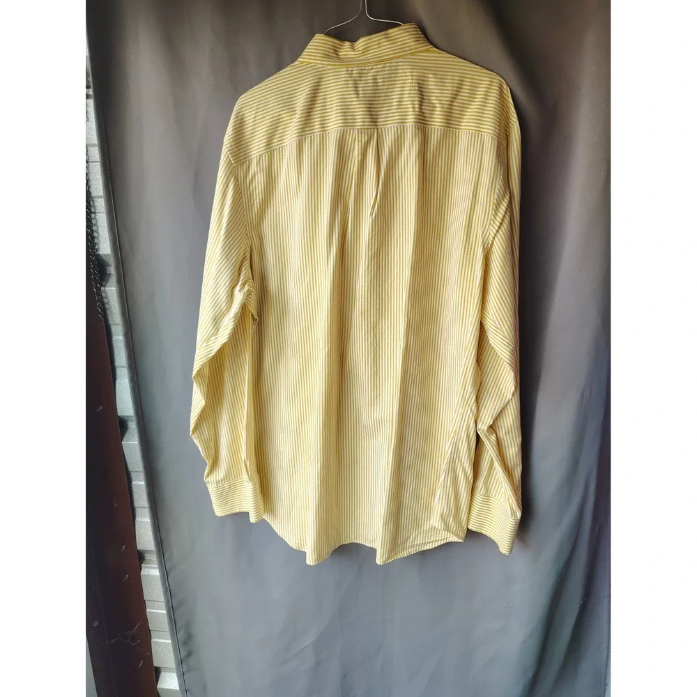 Banana Republic Mens Slim Fit Non Iron Yellow White Striped Button Down Shirt L